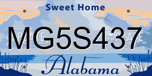MG5S437 Alabama License Plate