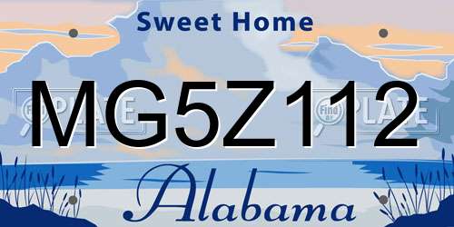 MG5Z112 Alabama License Plate