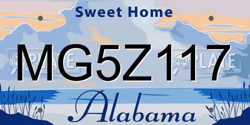 MG5Z117 Alabama License Plate