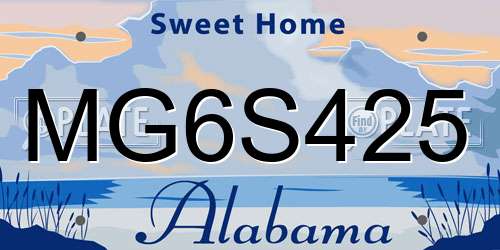 MG6S425 Alabama License Plate