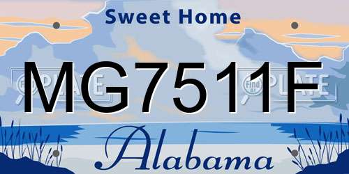 MG7511F Alabama License Plate