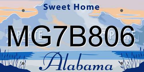 MG7B806 Alabama License Plate