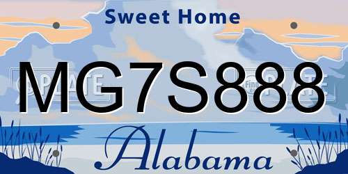MG7S888 Alabama License Plate