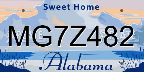 MG7Z482 Alabama License Plate