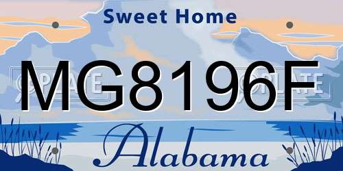 MG8196F Alabama License Plate