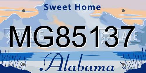 MG85137 Alabama License Plate