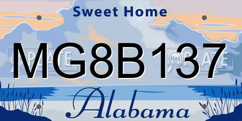 MG8B137 Alabama License Plate