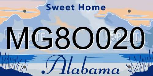 MG8O020 Alabama License Plate