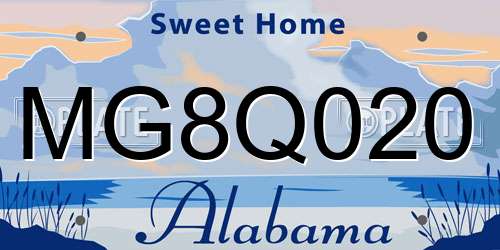 MG8Q020 Alabama License Plate