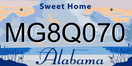 MG8Q070 Alabama License Plate