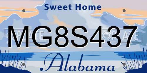 MG8S437 Alabama License Plate