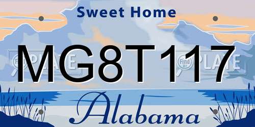 MG8T117 Alabama License Plate