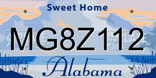 MG8Z112 Alabama License Plate