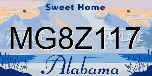 MG8Z117 Alabama License Plate