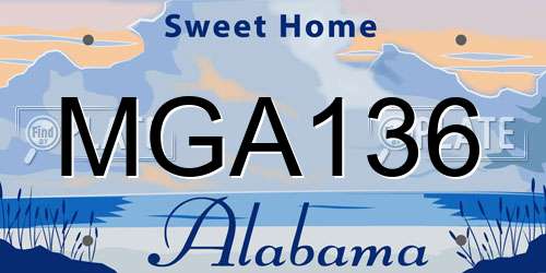 MGA136 Alabama License Plate