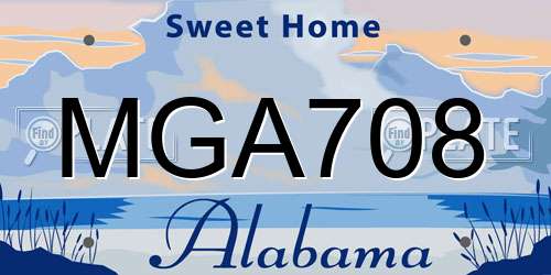 MGA708 Alabama License Plate