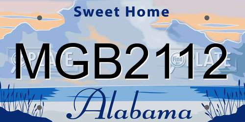MGB2112 Alabama License Plate