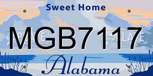 MGB7117 Alabama License Plate