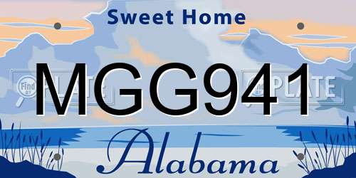 MGG941 Alabama License Plate