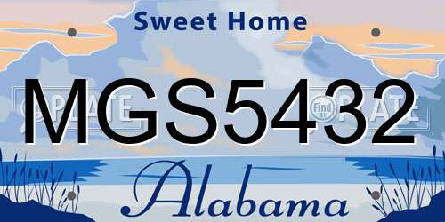 MGS5432 Alabama License Plate
