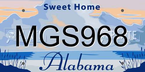 MGS968 Alabama License Plate