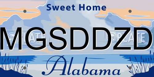 MGSDDZD Alabama License Plate
