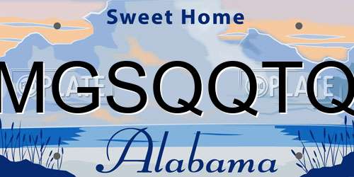 MGSQQTQ Alabama License Plate