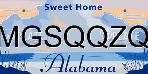 MGSQQZQ Alabama License Plate