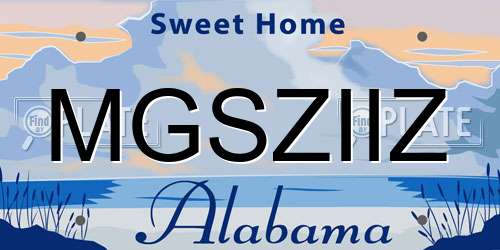 MGSZIIZ Alabama License Plate