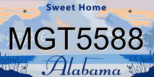 MGT5588 Alabama License Plate