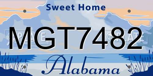 MGT7482 Alabama License Plate