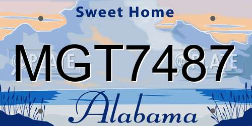MGT7487 Alabama License Plate