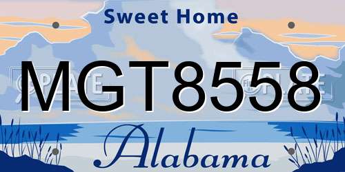 MGT8558 Alabama License Plate