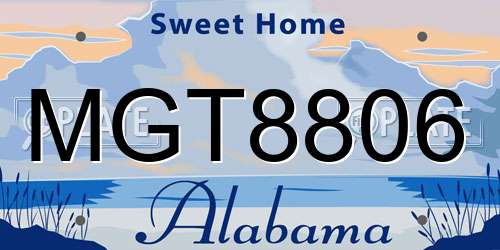 MGT8806 Alabama License Plate