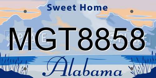 MGT8858 Alabama License Plate