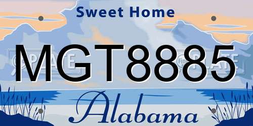 MGT8885 Alabama License Plate