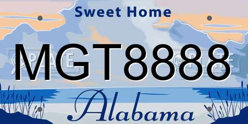 MGT8888 Alabama License Plate