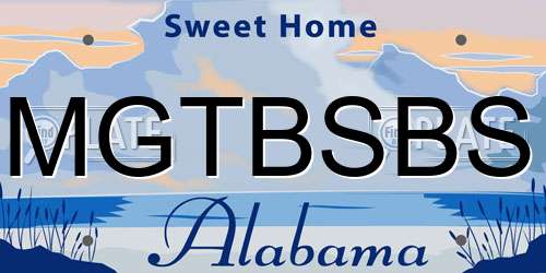 MGTBSBS Alabama License Plate