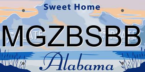MGZBSBB Alabama License Plate