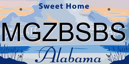 MGZBSBS Alabama License Plate