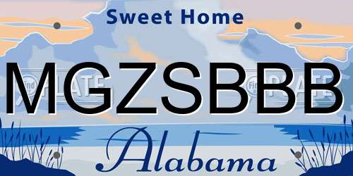 MGZSBBB Alabama License Plate