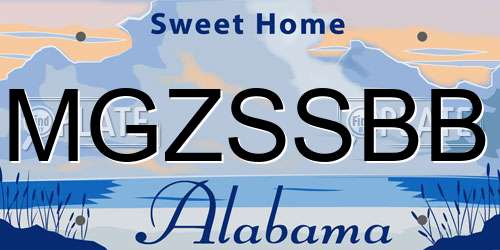 MGZSSBB Alabama License Plate