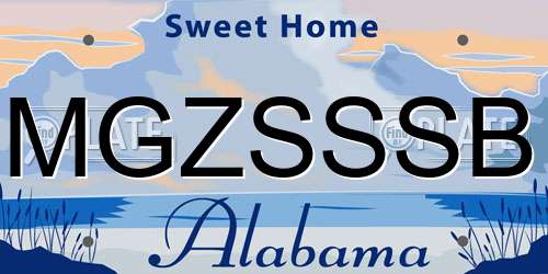 MGZSSSB Alabama License Plate
