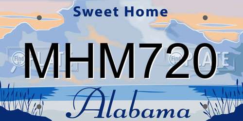 MHM720 Alabama License Plate