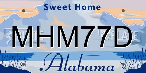 MHM77D Alabama License Plate