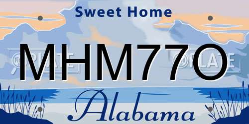 MHM77O Alabama License Plate