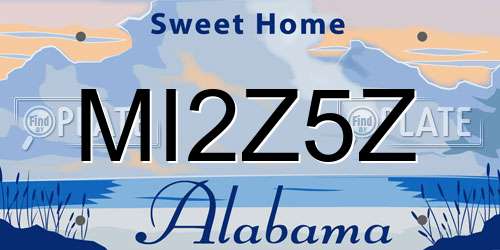 MI2Z5Z Alabama License Plate