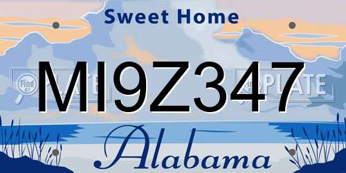MI9Z347 Alabama License Plate