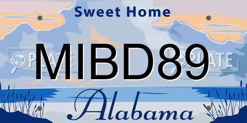 MIBD89 Alabama License Plate