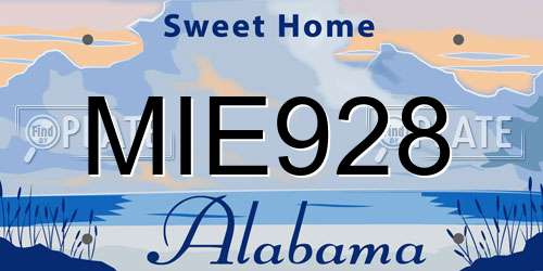 MIE928 Alabama License Plate